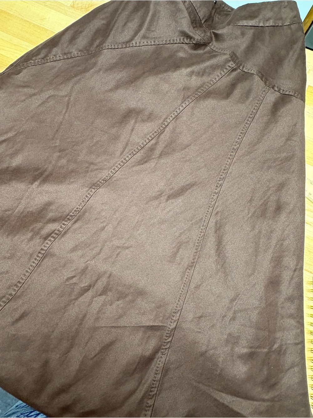 East 5th brown Maxi Skirt with Flared Panels lined faux suede - Picture 7 of 7